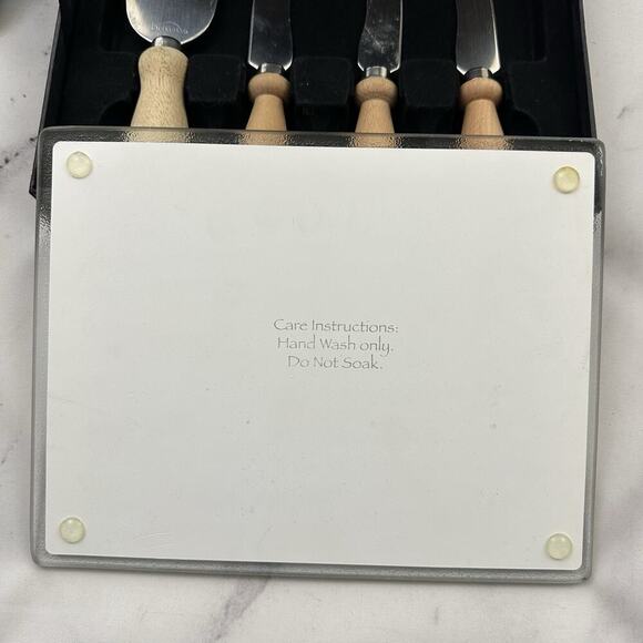 Disney Magic Mediterranean Cruise Line Cheese Board Set Glass Knives Cutting - Picture 5 of 5